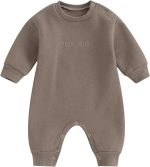 Polinkety Newborn Baby Boy Fall Romper Onesie Little Dude Embroidery Long Sleeve Footless Jumpsuit Winter Outfit Clothes